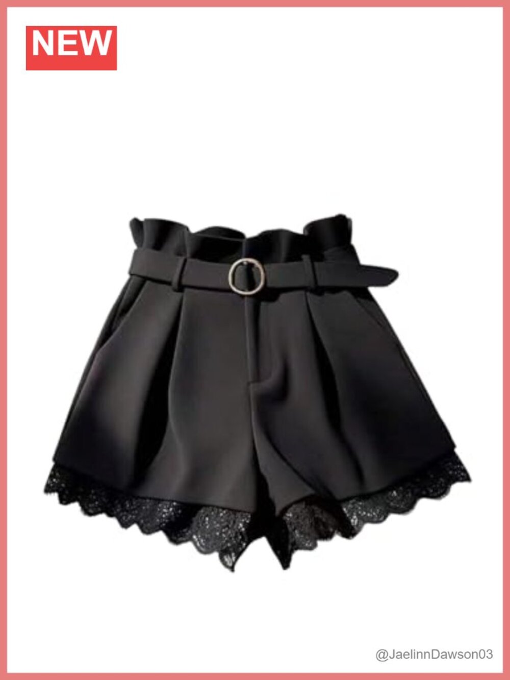 Pleated Lace Trim High Waist Tailored Dress Shorts Formal Work
